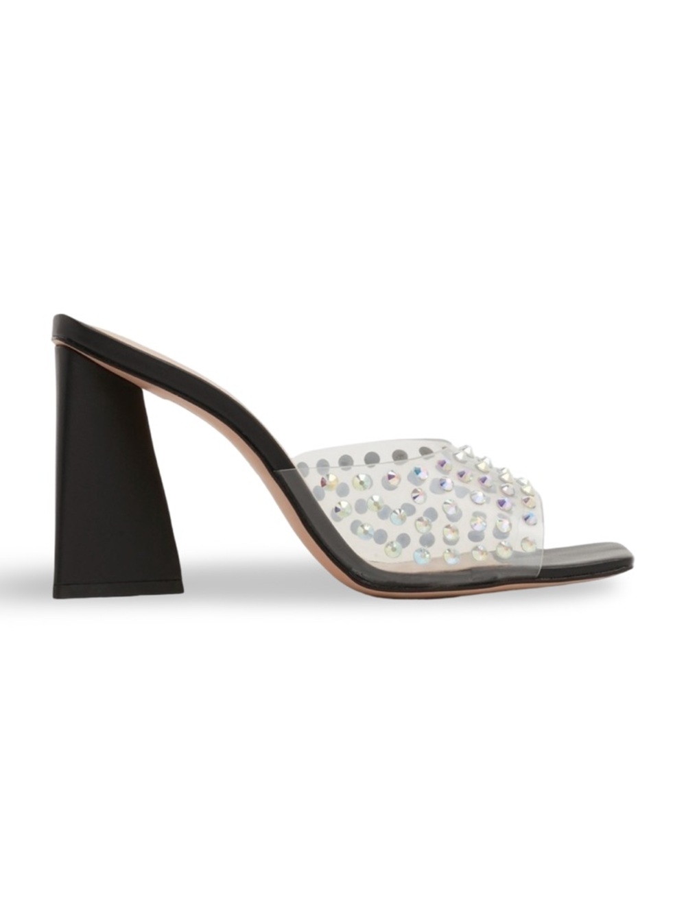 SCHUTZ Lizah Crystal Vinyl Sandal in Black NEW Iridescent Stones